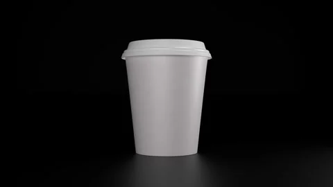 3D White takeaway blank coffee cup beverage drink mockup dark black background Stockbeeldmateriaal 317330616