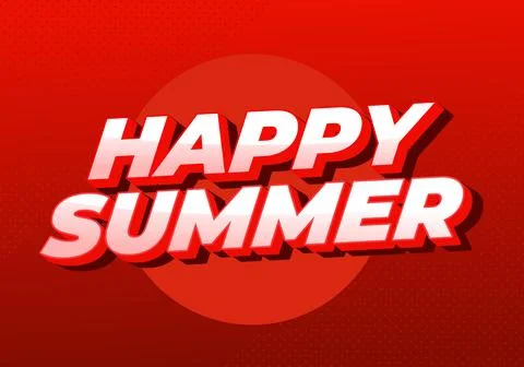 3d white text happy summer on red gradient background with halftone dots an.. Stock Illustration