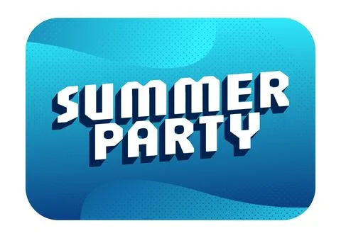3d white text summer party on rounded turquoise gradient background with ha.. Ilustração Stock