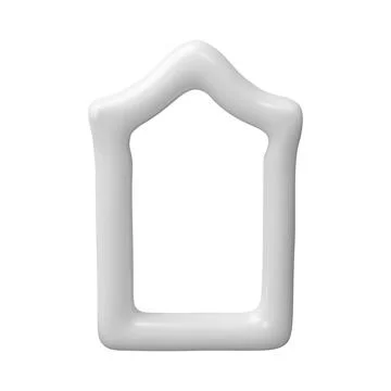 3D white vector frame, glossy window or door, vintage arch border design Stock Illustration