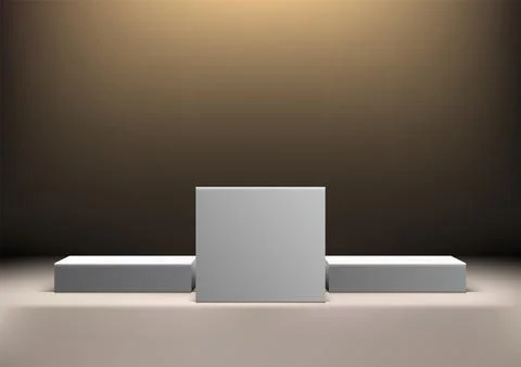 3D White Winner Podium Under Spotlight, Perfect for Award Ceremonies, Produ.. Stock Illustration