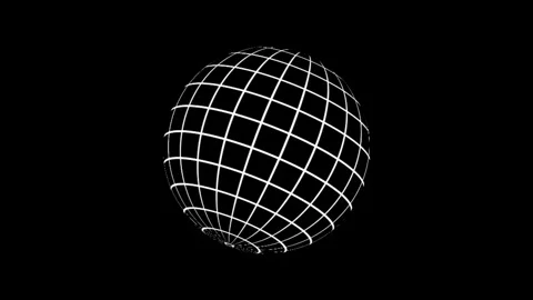 3D white wireframe globe rotating at an angle on black background. High-tec.. Stock Footage 340919468