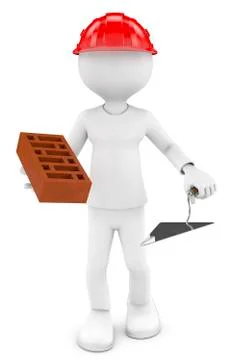 3d white worker Stock Illustration