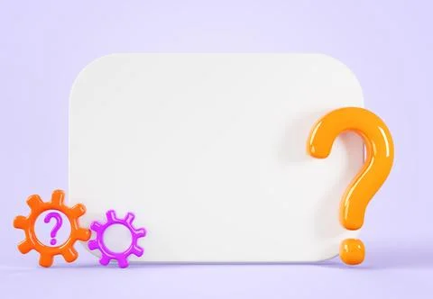3d whiteboard with question mark and gear icons. Concept of help and support Stock Illustration