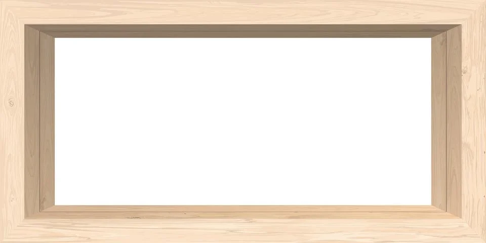 3D Whitewashed wooden rectangle frame with white background have space for .. Stock Illustration