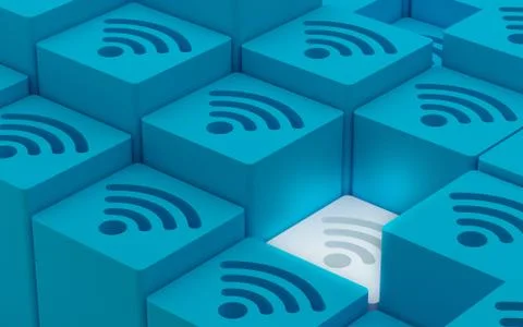 3D Wi Fi Wireless Network Symbols Stock Illustration