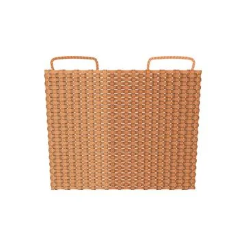 3D wicker basket of square shape and braided texture, hamper with two handles Stock Illustration