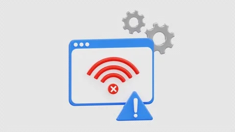 3D Wifi Connection Failed Browser Window Error Animation, Alpha Channel Stock Footage 313993519