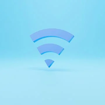 3D wifi wireless symbol. Abstract wifi icon on blue background. 3d rendering. Stock Illustration