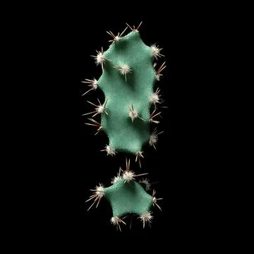 3D Wild Desert Cactus Exclamation Mark with Sharp Spines イラスト素材