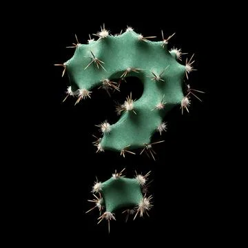 3D Wild Desert Cactus Question Mark with Sharp Spines Stock Illustration