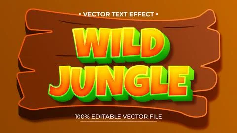 3D Wild Jungle Text Effect Editable Text Effect Style Stock Illustration