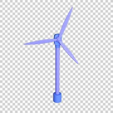 3d wind turbine, wind power plant with long blades Stock Illustration