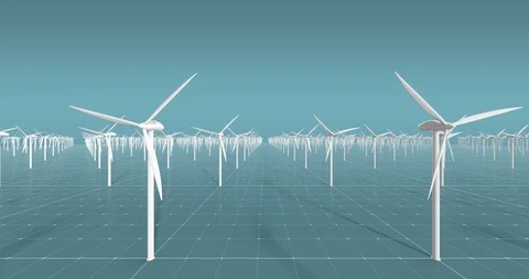 3D wind turbines CG wind farm Stock Footage 126237248