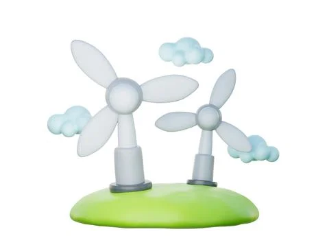 3D wind turbines, Environmental Alternative Energy, Clean Energy, cartoon s.. Stock Illustration