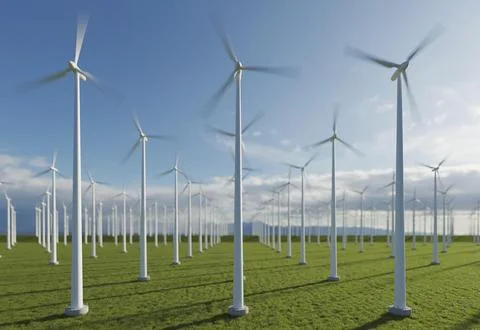 3d windmill project Stock Photos