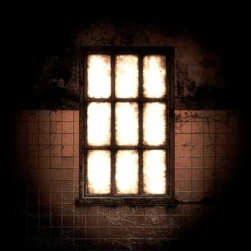 3d window in old building Ilustración de archivo
