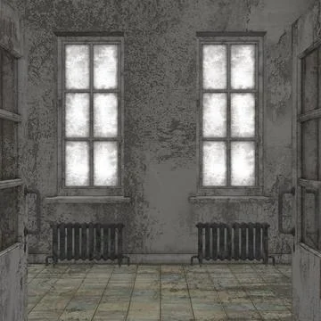 3d window in old building Stock Illustration