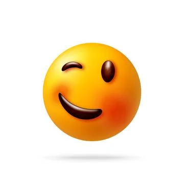 3d Winking smiling face icon with glossy look Ilustración de archivo