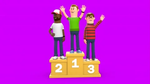 3D Winner Characters Standing On Podium Waving Vídeos de archivo 266971746