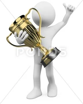 3d winner with a gold trophy in the hands Stock Illustration