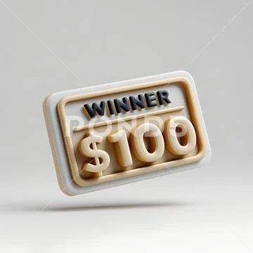 3d winner lottery ticket with $100 prize isolated on transparent background Modello PSD