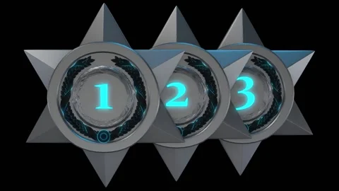 3D winners award star for first and second and third places Stock Footage 149760305