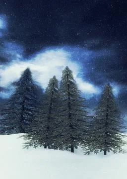 3d winter mountain landscape in snowfall Illustrazione stock