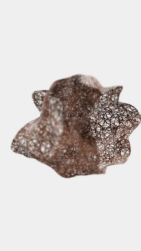 3D wire abstarct object with intricate design, unique texture in brown color Stock Footage 323328778