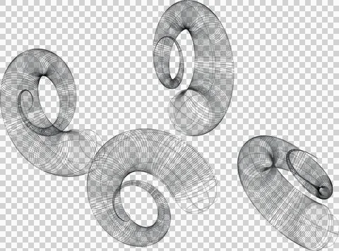 3d wire frame abstract spiral shapes Stock Illustration