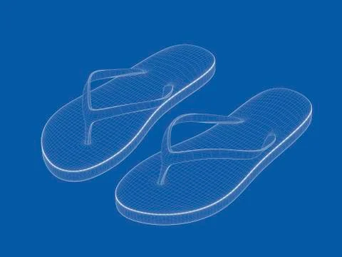 3D wire-frame model of flip flops Illustrazione stock