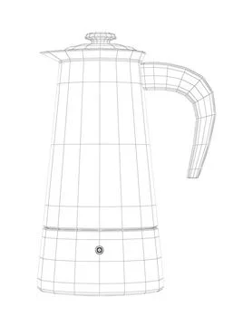 3D wire-frame model of moka pot 3D wire-frame model of moka pot, Italian c... Stockfoto's
