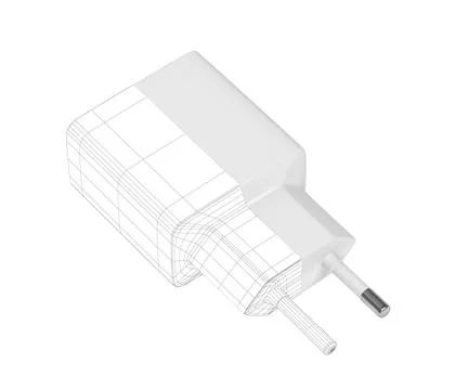 3D wire-frame model of smartphone charger Illustrazione stock