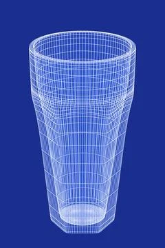 3D wire-frame model of tall glass cup Stock Illustration