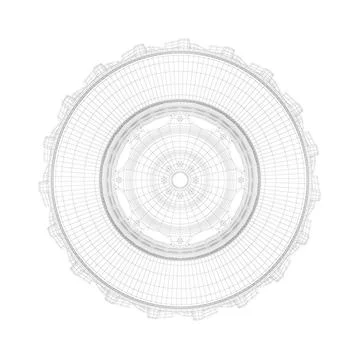 3D wire-frame model of tractor tire 3D wire-frame model of tractor tire on... Stock Photos