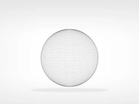 3d wire frame spherical object with shadow Stock Illustration