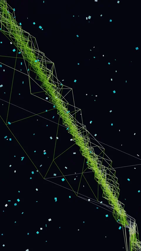 3D Wire Grid Celebration Vertical Particles Motion Stock Footage 340246678