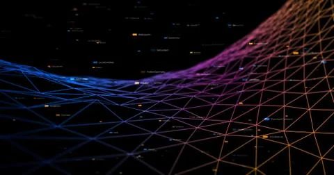 3D Wireframe Abstract Background Render With Moving Lines Illustrazione stock