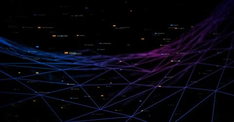 3D Wireframe Abstract Background Render With Moving Lines 스톡 일러스트