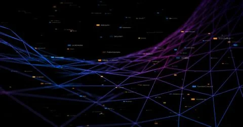 3D Wireframe Abstract Background Render With Moving Lines 스톡 일러스트