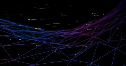 3D Wireframe Abstract Background Render With Moving Lines Stock Illustration