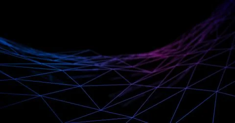 3D Wireframe Abstract Background Render With Moving Lines Stockillustratie