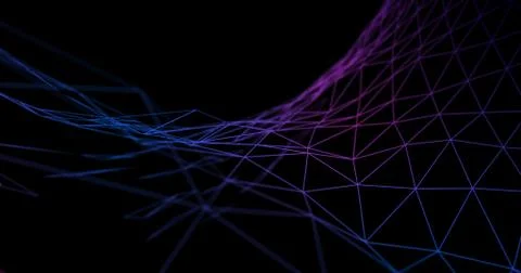 3D Wireframe Abstract Background Render With Moving Lines Stock Illustration
