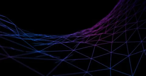 3D Wireframe Abstract Background Render With Moving Lines Stock Illustration