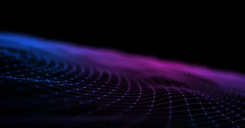 3D Wireframe Abstract Background Render With Moving Lines イラスト素材