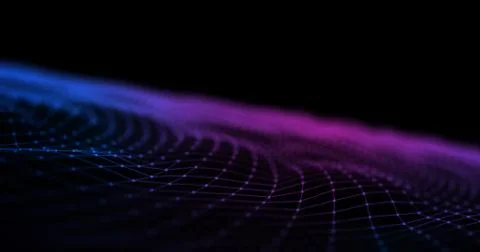 3D Wireframe Abstract Background Render With Moving Lines イラスト素材