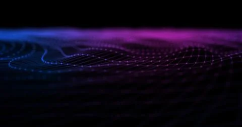 3D Wireframe Abstract Background Render With Moving Lines Stock Illustration