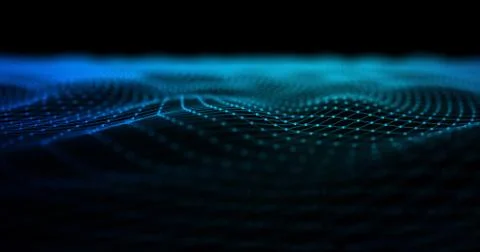 3D Wireframe Abstract Background Render With Moving Lines 스톡 일러스트