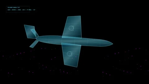 3D wireframe airplane animation in flight stock footage Stock Footage 346158161