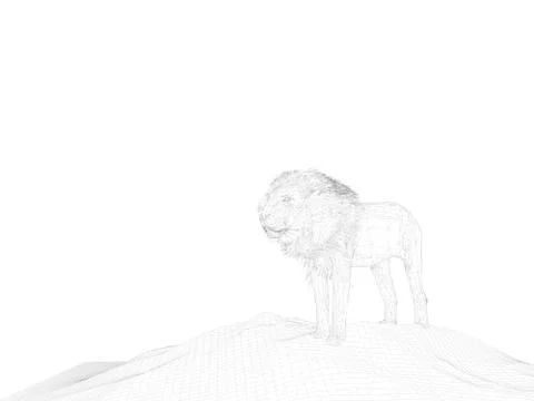 3d wireframe animal Stock Illustration